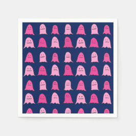 Roze Halloween Ghosts op Donkerblauw Servet