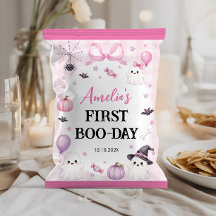Roze Halloween Griezelfeestje Eén Feestje Chipzak Flyer