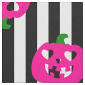 roze halloween hart pompoen gestreept stof (Close Up)