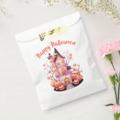 Roze Halloween Haunted Castle Favor Bag Bedankzakje (Gezegeld)