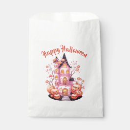 Roze Halloween Haunted Castle Favor Bag Bedankzakje