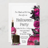 Roze halloween, heks, Gothic Invitation Kaart (Voorkant / Achterkant)