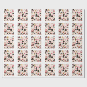Roze Halloween Hekserige Cute Geesten Zwarte Kat P Cadeaupapier