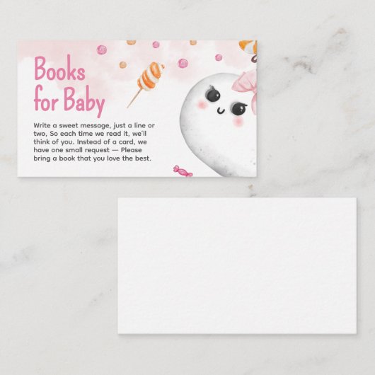 Roze Halloween Het is een Meisje Baby Boeken voor  Informatiekaartje (Voorkant / Achterkant)