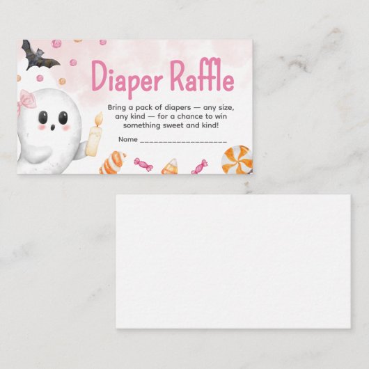Roze Halloween Het is een meisje Baby Luier Raffle Informatiekaartje (Voorkant / Achterkant)