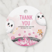 Roze Halloween Het is een meisje Baby shower Ronde Bedankjes Labels (Voorkant)