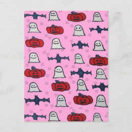Roze Halloween-hosts, -vleermuizen en -jager op la Briefkaart