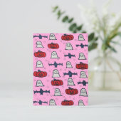 Roze Halloween-hosts, -vleermuizen en -jager op la Briefkaart (Staand voorkant)