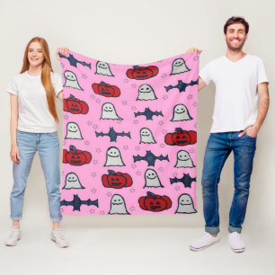 Roze Halloween-hosts, -vleermuizen en -jager op la Fleece Deken