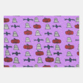 Roze Halloween-hosts, -vleermuizen en -jager op la Inpakpapier Vel (Voorkant 3)