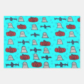 Roze Halloween-hosts, -vleermuizen en -jager op la Inpakpapier Vel (Voorkant 2)