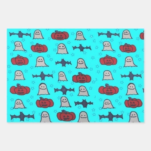 Roze Halloween-hosts, -vleermuizen en -jager op la Inpakpapier Vel (Voorkant 2)