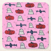 Roze Halloween-hosts, -vleermuizen en -jager op la Kartonnen Onderzetters (Voorkant)