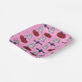 Roze Halloween-hosts, -vleermuizen en -jager op la Papieren Bordje (Gebogen)