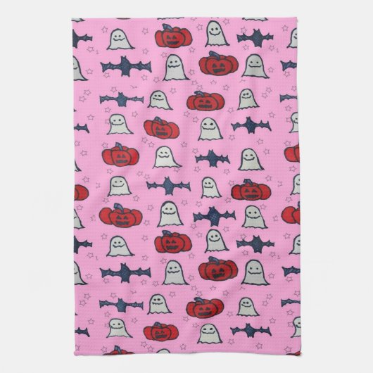 Roze Halloween-hosts, -vleermuizen en -jager op la Theedoek (Verticaal)