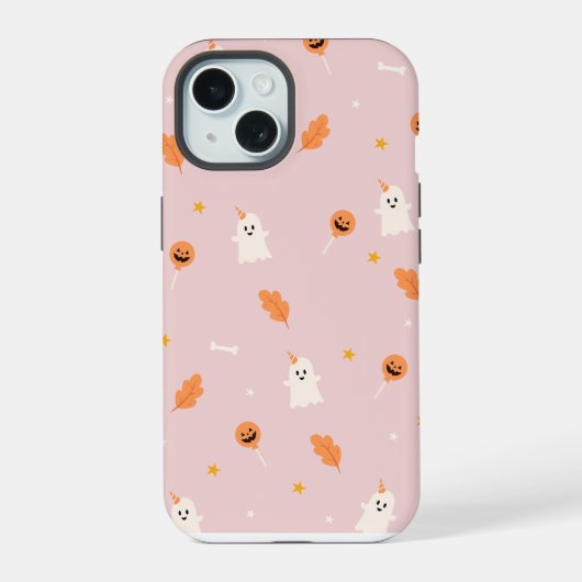 Roze Halloween iPhone 15 Case (Achterkant)