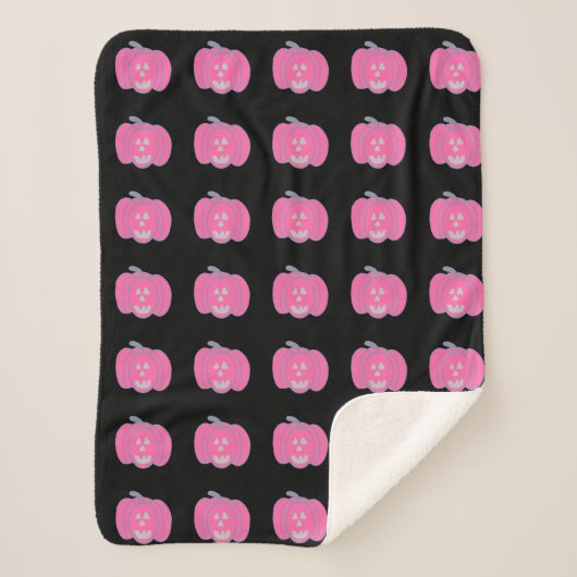 Roze Halloween Jack-o-lantaarns Sherpa Deken (Voorkant)