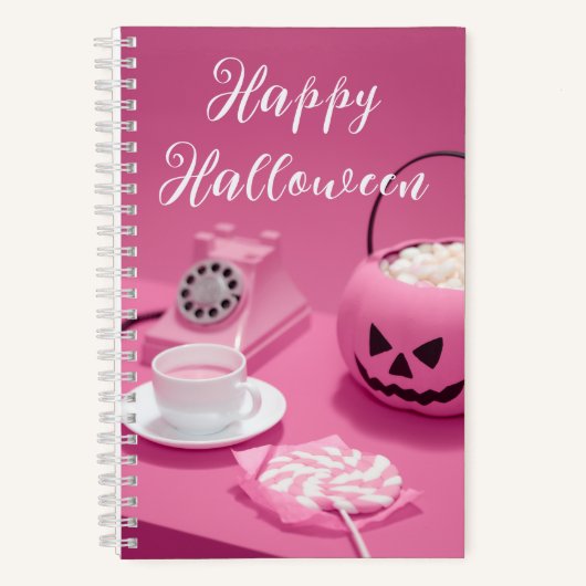 Roze Halloween Jack o'lantern Notitieboek (Voorkant)