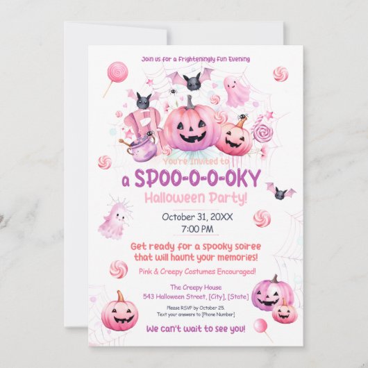 Roze Halloween Kaart (Voorkant)