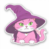 Roze Halloween kat heks spooky schattige decoratie Sticker (Voorkant)