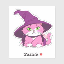Roze Halloween kat heks spooky schattige decoratie Sticker