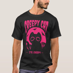 Roze Halloween kat vleermuizen T-shirt