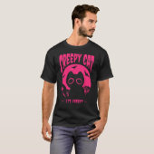 Roze Halloween kat vleermuizen T-shirt (Voorkant volledig)