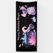 Roze halloween ketel schattige vleermuis gelukkige spandoek (Verticaal)