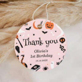 Roze Halloween Kids Verjaardagsfeestje Bedankjes Labels