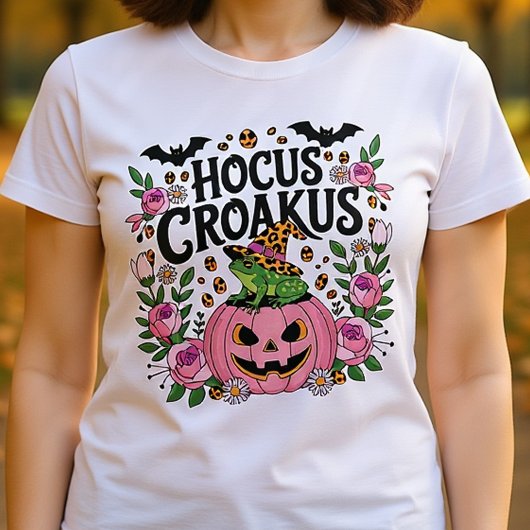 Roze Halloween Kikker Hocus Croakus Tri-Blend Shirt