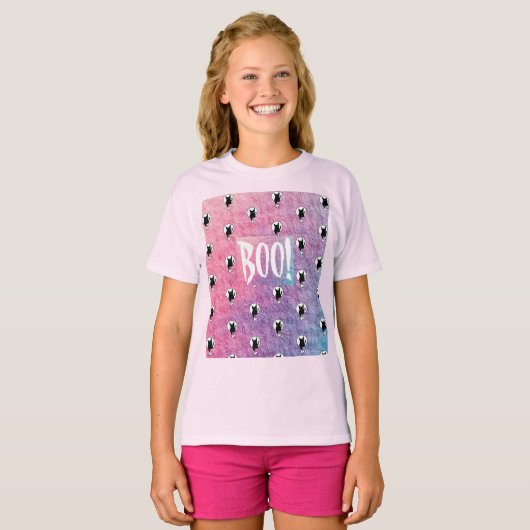 Roze Halloween Kind T-shirt van Poet Adiela Akoo (Voorkant volledig)