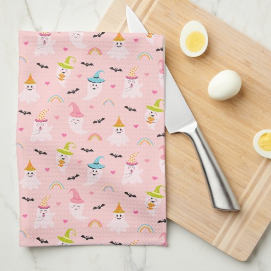 Roze Halloween Kitchen Towel Theedoek (Quarter Fold)