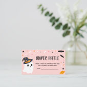 Roze Halloween Kleine Boo Luier Raffle Informatiekaartje (Staand voorkant)