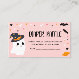 Roze Halloween Kleine Boo Luier Raffle Informatiekaartje