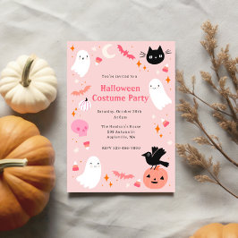 Roze Halloween Kostuum Party Kaart