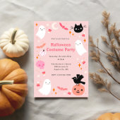 Roze Halloween Kostuum Party Kaart