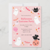Roze Halloween Kostuum Party Kaart (Voorkant)