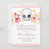 Roze halloween-kostuums en uitnodiging voor cockta (Voorkant)