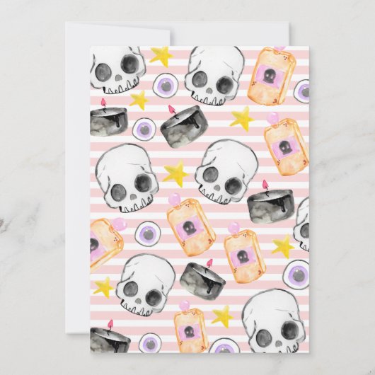 Roze halloween-kostuums en uitnodiging voor cockta (Achterkant)