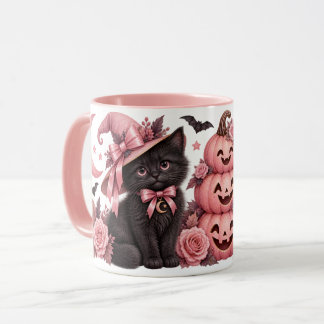roze halloween, leuke spook mok, coquette hallowee mok