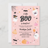 Roze Halloween Little Boo Baby shower Kaart (Voorkant)