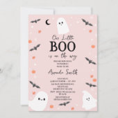 Roze Halloween Little Boo Baby shower Kaart (Voorkant)