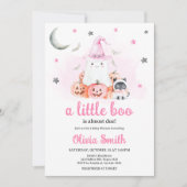 Roze Halloween Little Boo Baby shower Kaart (Voorkant)