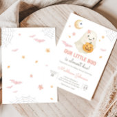 Roze Halloween Little Boo Baby shower Kaart