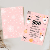 Roze Halloween Little Boo Baby shower Kaart