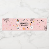 Roze Halloween Little Boo Baby shower Waterfles Etiket (Enkel label)