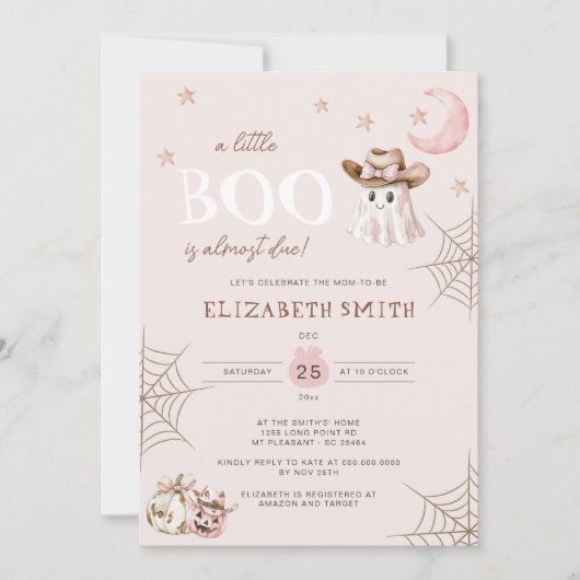 Roze Halloween Little Boo bijna te wijten aan Baby Kaart (Voorkant)