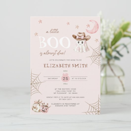 Roze Halloween Little Boo bijna te wijten aan Baby Kaart (Staand voorkant)