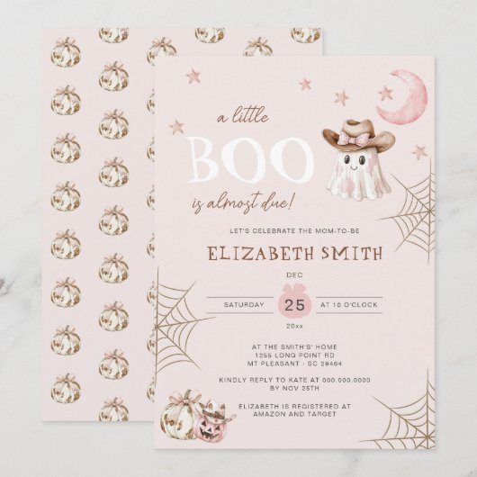 Roze Halloween Little Boo bijna te wijten aan Baby Kaart (Voorkant / Achterkant)