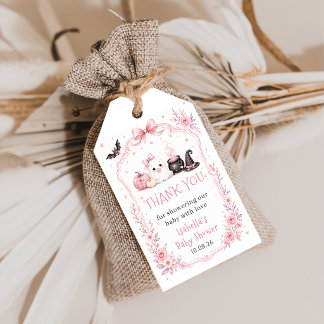 Roze Halloween Little Boo Cadeautag voor Babyfeest Cadeaulabel